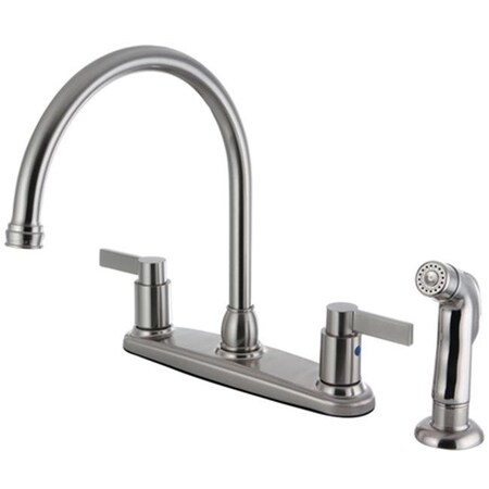 Kingston Brass Kingston Brass FB2798NDLSP 8 in. NuvoFusion Centerset Kitchen Faucet with Side Sprayer; Satin Nickel FB2798NDLSP